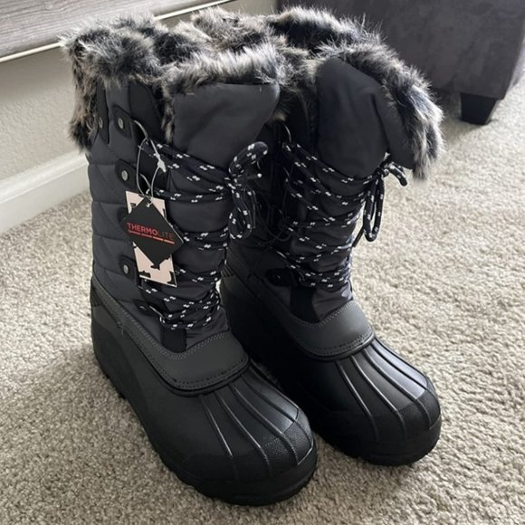 Women's Snow Boots Warm Insulated Faux Fur Lined Waterproof Mid-Calf Winter Boot - Picture 4 of 7